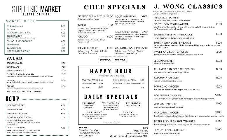 Streetside Market Global Cuisine - Hammond, LA menu_pic