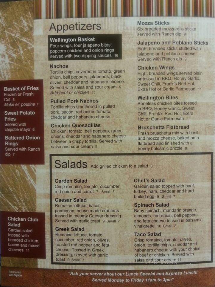 Wellington Inn - Sioux Lookout, ON menu_pic