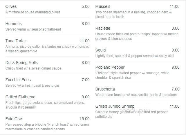Jojo Bistro & Wine Bar - Webster, NY menu_pic