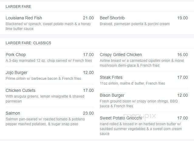 Jojo Bistro & Wine Bar - Webster, NY menu_pic