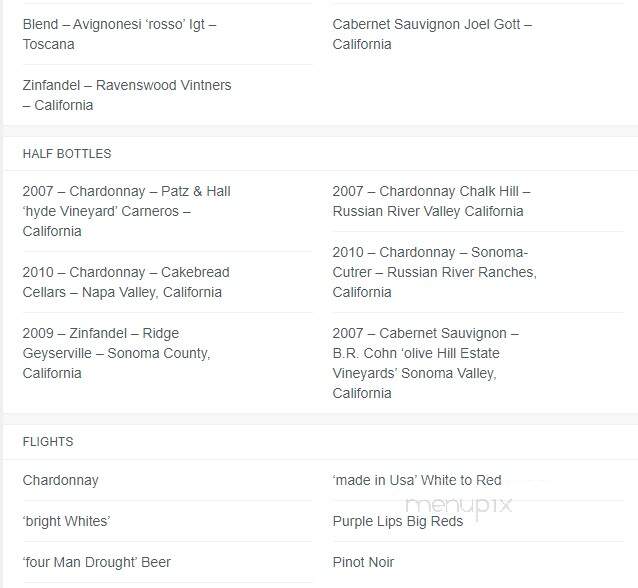 Jojo Bistro & Wine Bar - Webster, NY menu_pic