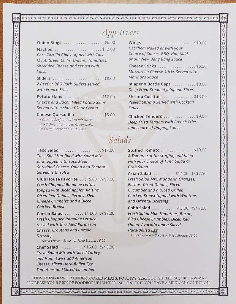Wickenburg Country Club - Wickenburg, AZ menu_pic