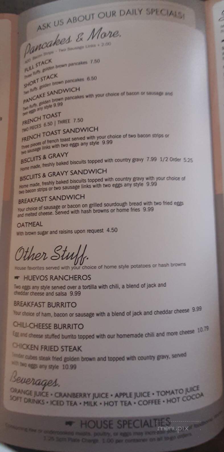 Roadrunner Cafe - Dayton, NV menu_pic