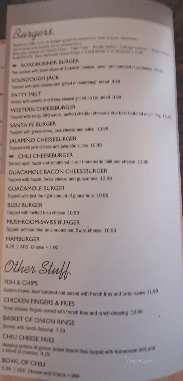 Roadrunner Cafe - Dayton, NV menu_pic