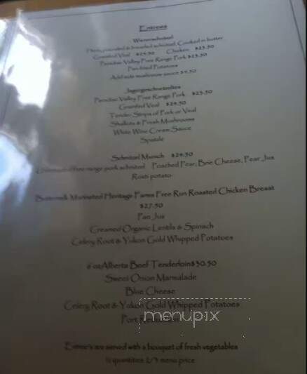 The Old Bauernhaus - Kimberley, BC menu_pic