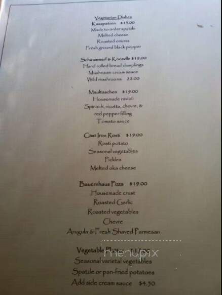 The Old Bauernhaus - Kimberley, BC menu_pic