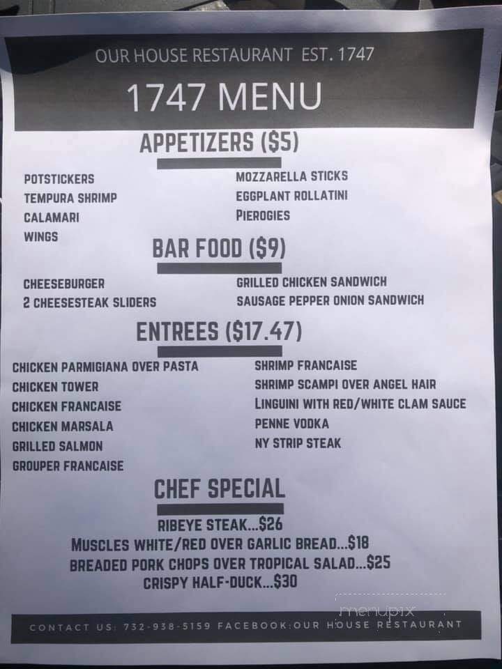 Our House Restaurant & Tavern - Farmingdale, NJ menu_pic