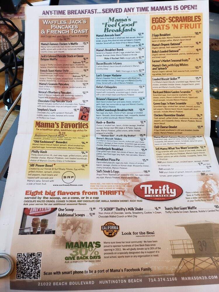 Mama's on 39 - Huntington Beach, CA menu_pic