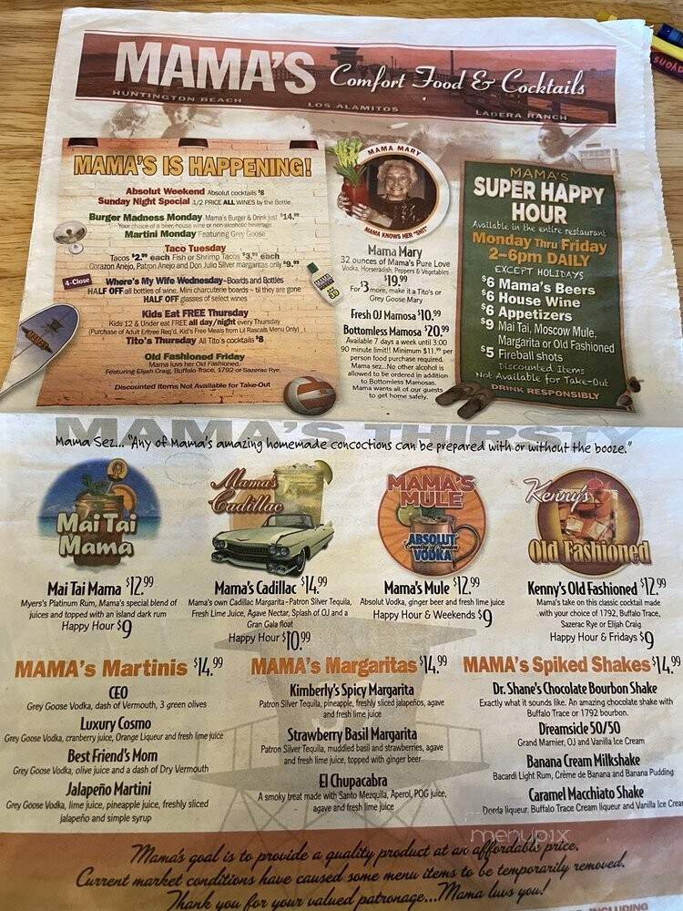 Mama's on 39 - Huntington Beach, CA menu_pic