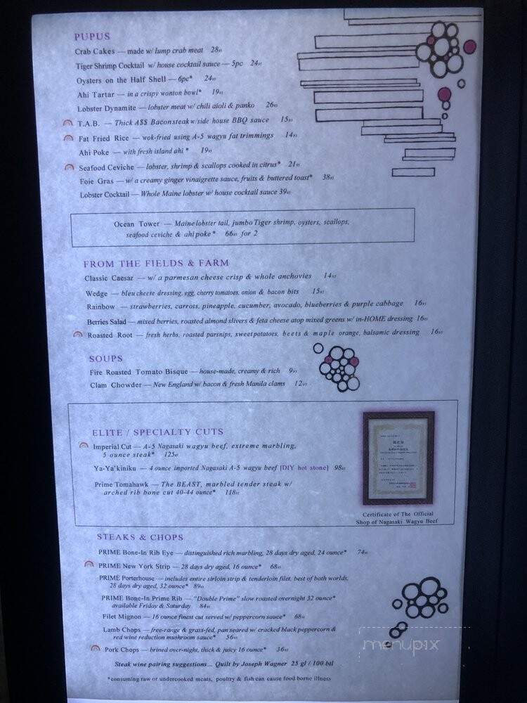 Ya-Ya's Chophouse & Seafood - Honolulu, HI menu_pic