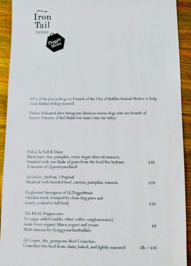 Iron Tail Tavern - Buffalo, NY menu_pic