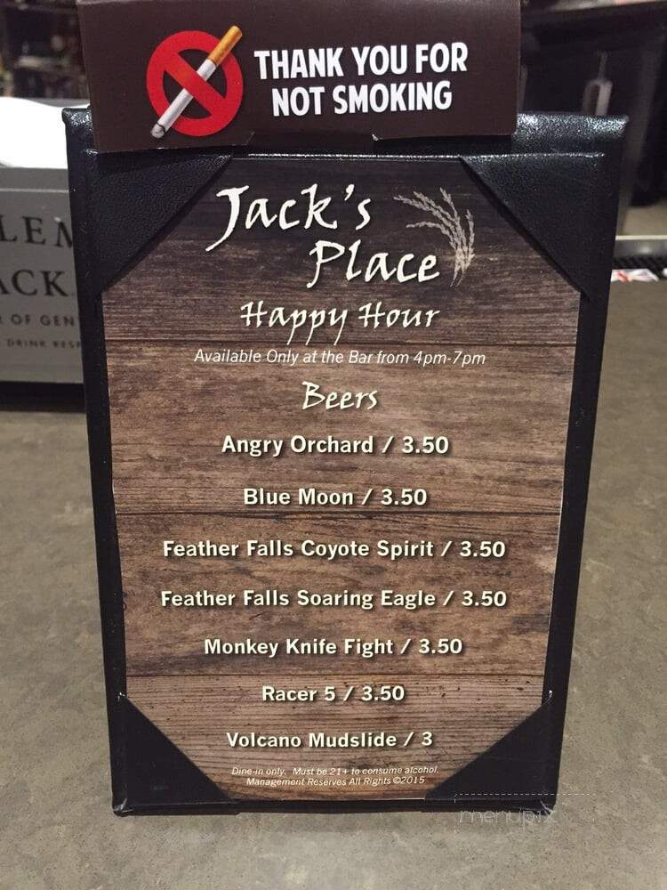 Jack's Place - Colusa, CA menu_pic