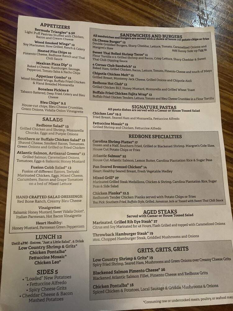 Red Bone Alley Restaurant - Florence, SC menu_pic