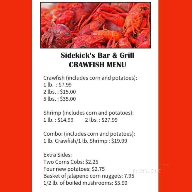 Sidekick's Bar & Grill - Emory, TX menu_pic