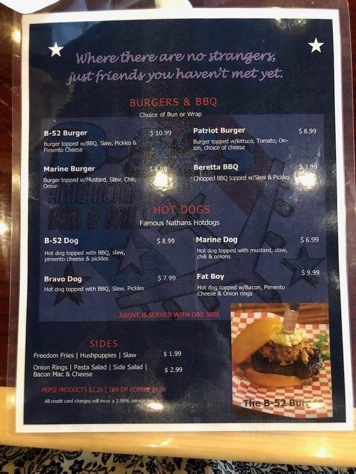 B52's American Bar & Grill - Newton, NC menu_pic