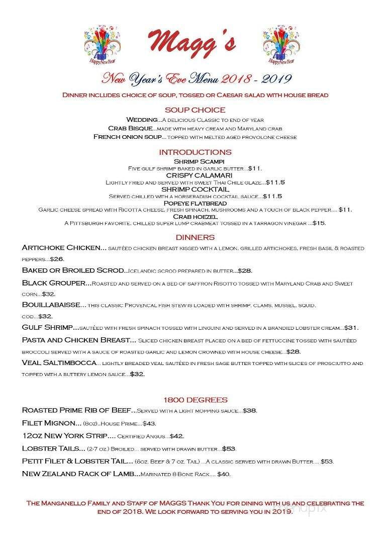 Magg's Restaurant - Aliquippa, PA menu_pic