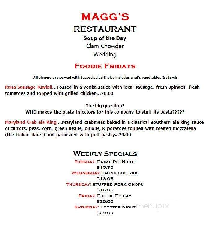 Magg's Restaurant - Aliquippa, PA menu_pic