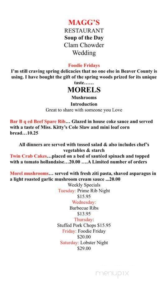 Magg's Restaurant - Aliquippa, PA menu_pic