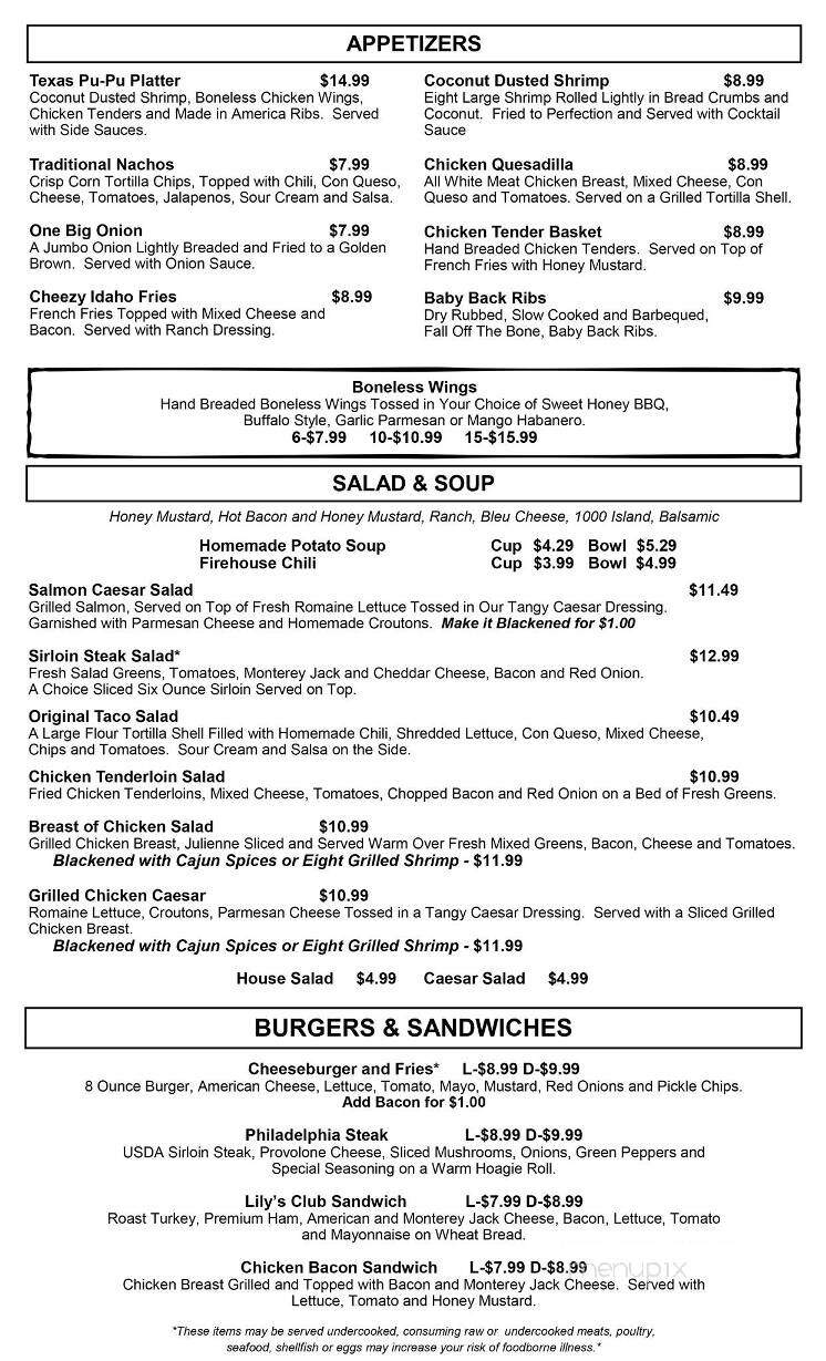 Jersey Lily's Roadhouse Grill - Roanoke, VA menu_pic