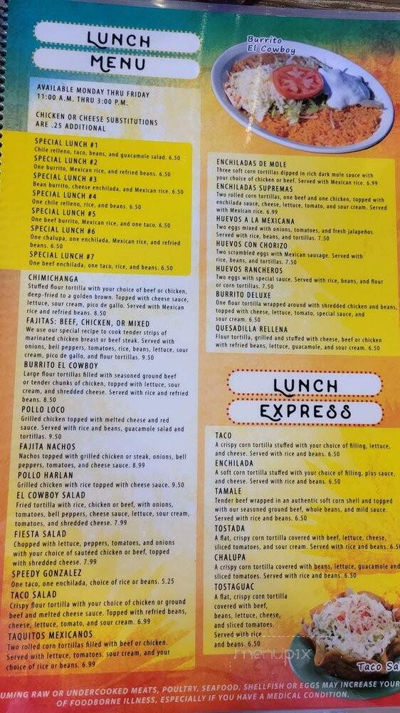 Cowboys Mexican Grill - Asheville, NC menu_pic
