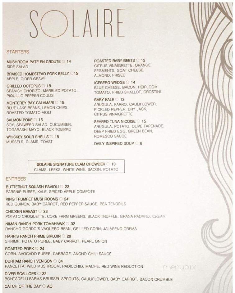 Solaire Restaurant + Bar at the Hotel Paradox - Santa Cruz, CA menu_pic