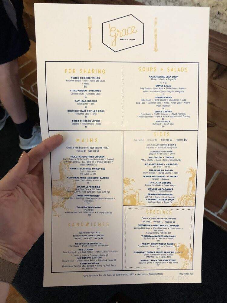 Grace Meat + Three - St. Louis, MO menu_pic