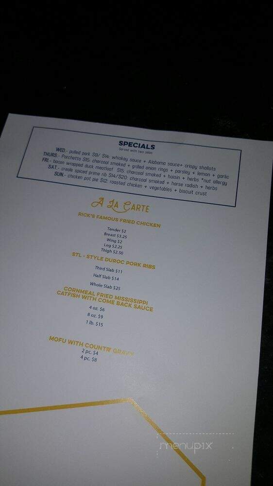Grace Meat + Three - St. Louis, MO menu_pic