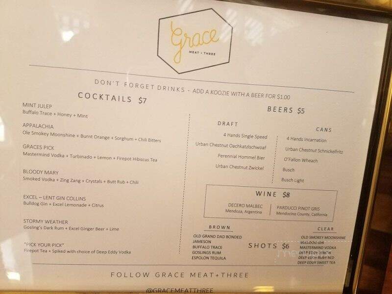 Grace Meat + Three - St. Louis, MO menu_pic