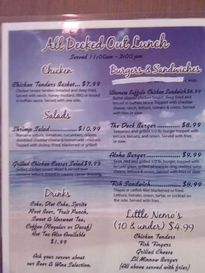 All Decked Out Cafe - Live Oak, FL menu_pic
