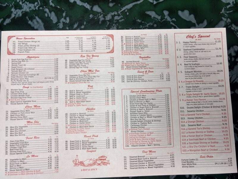 Lin Garden - Pendleton, SC menu_pic