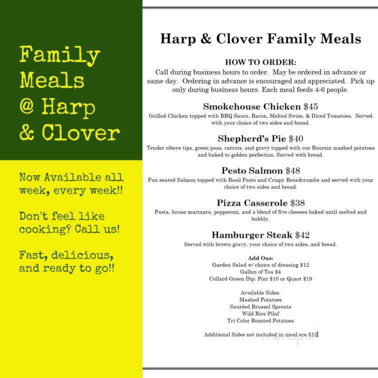 Harp & Clover - Gadsden, AL menu_pic