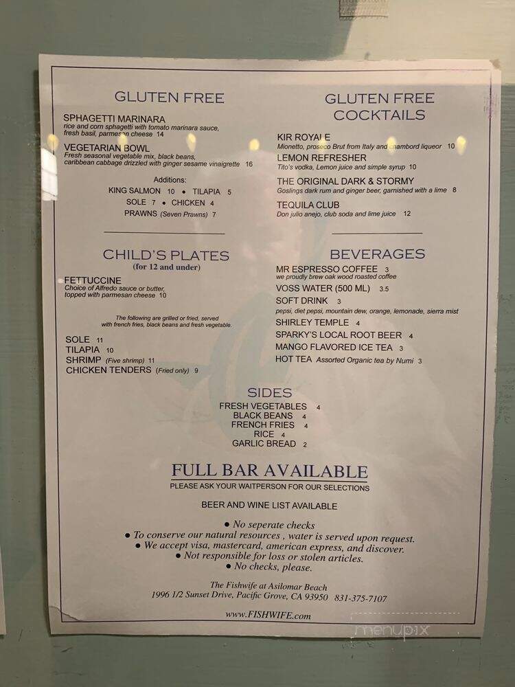 Fishwife - Pacific Grove, CA menu_pic