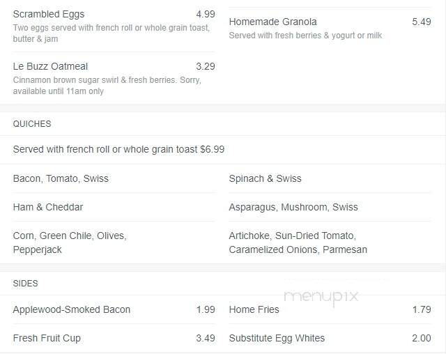 LeBuzz Caffe - Tucson, AZ menu_pic