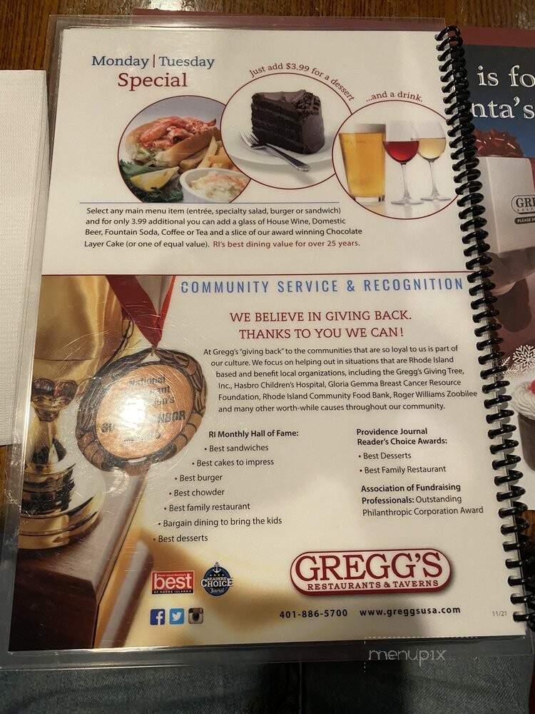 Gregg's Restaurants - East Providence, RI menu_pic