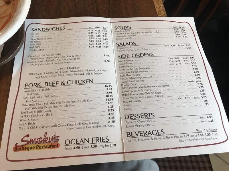 Smokey's BBQ - Eldersburg, MD menu_pic