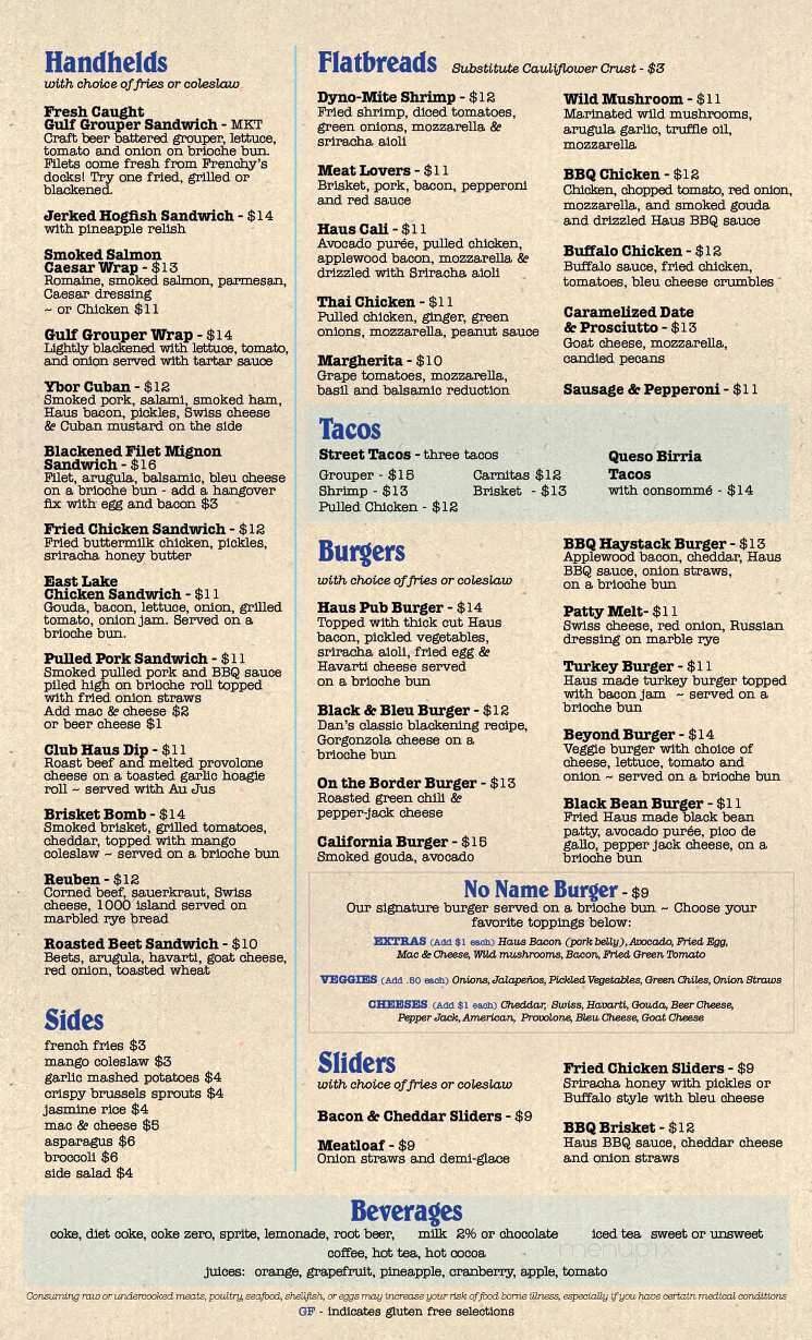 Clear Sky Club Haus - Palm Harbor, FL menu_pic