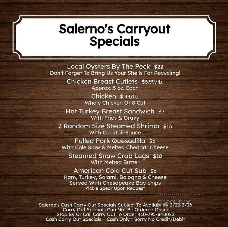Salerno's Restaurant - Eldersburg, MD menu_pic
