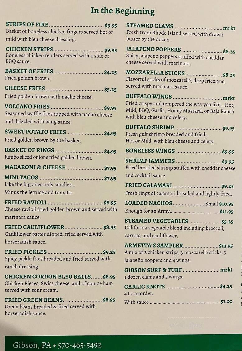 Armetta's Pizzeria & Pub - New Milford, PA menu_pic