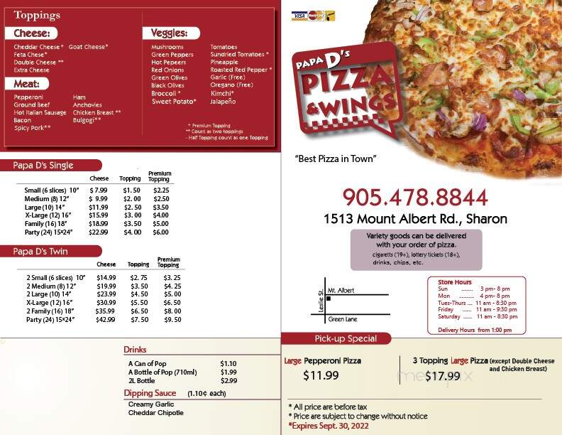 Best Pizza In Town - Newmarket, ON menu_pic