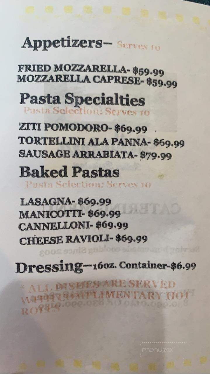 Bella Sera - Fredericksburg, TX menu_pic