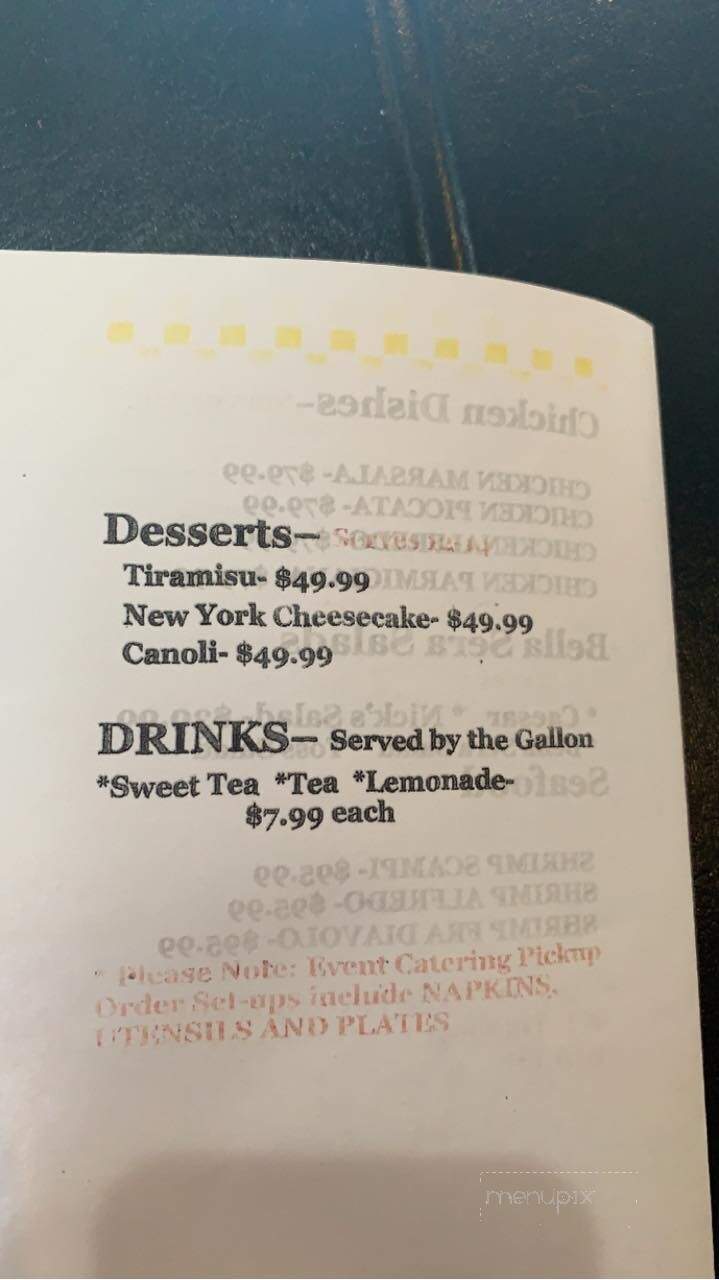 Bella Sera - Fredericksburg, TX menu_pic