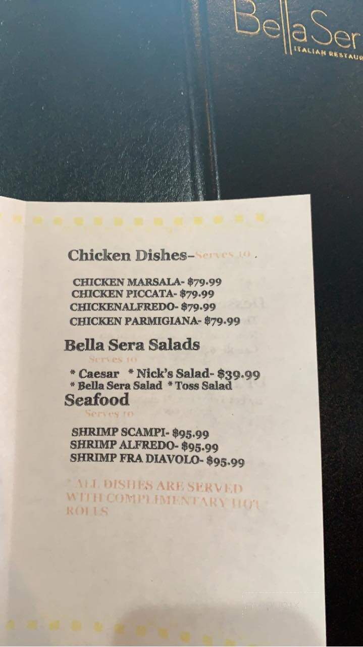 Bella Sera - Fredericksburg, TX menu_pic