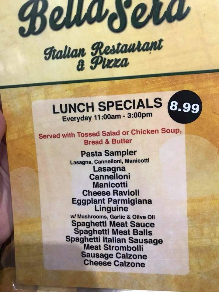 Bella Sera - Fredericksburg, TX menu_pic