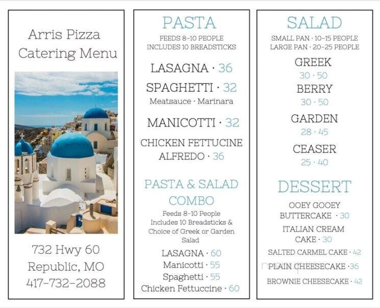 Arris Pizza - Republic, MO menu_pic