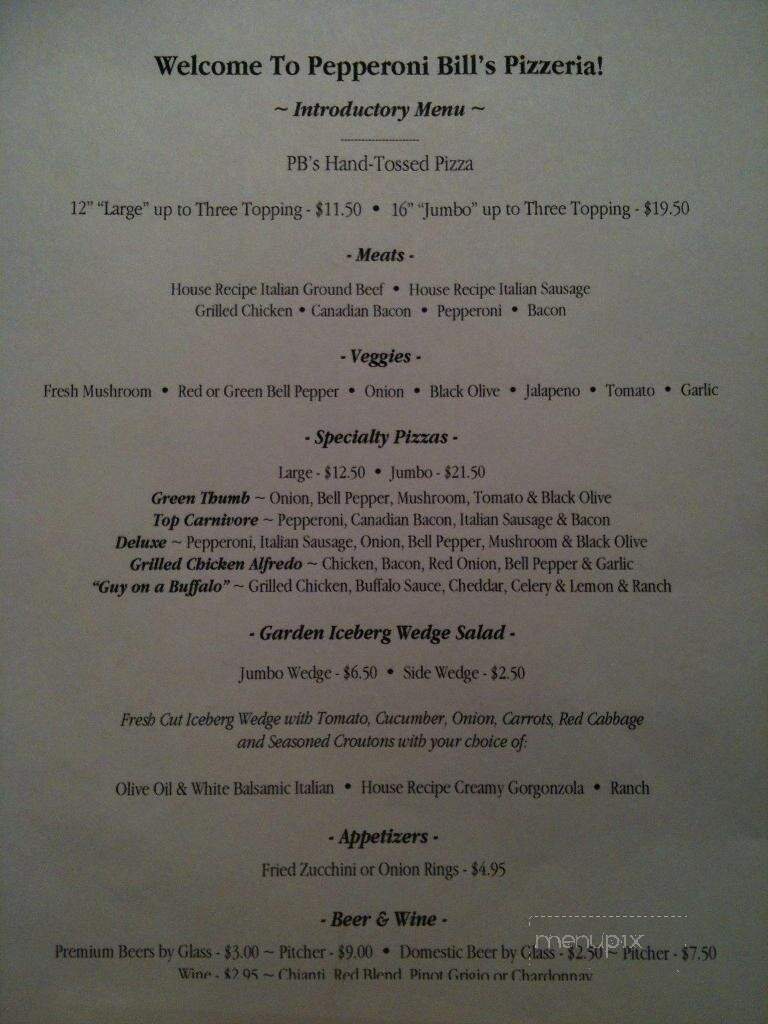 Pepperoni Bills Pizzeria - Camdenton, MO menu_pic