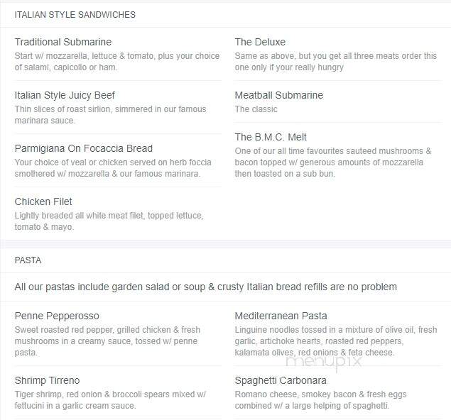 Tony's Famous Italian Restaurant - London, ON menu_pic