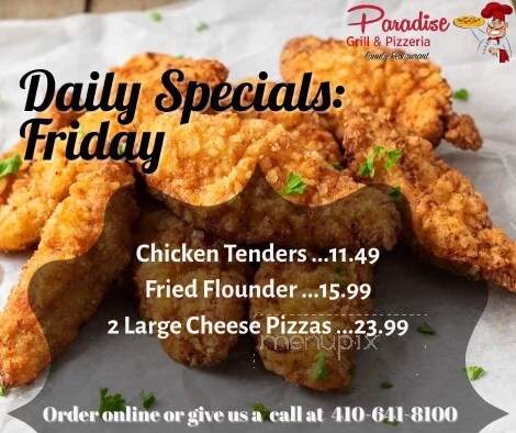 Paradise Grill & Pizzeria - Ocean Pines, MD menu_pic