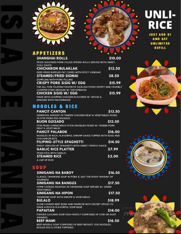 Isla De Manila - Reno, NV menu_pic