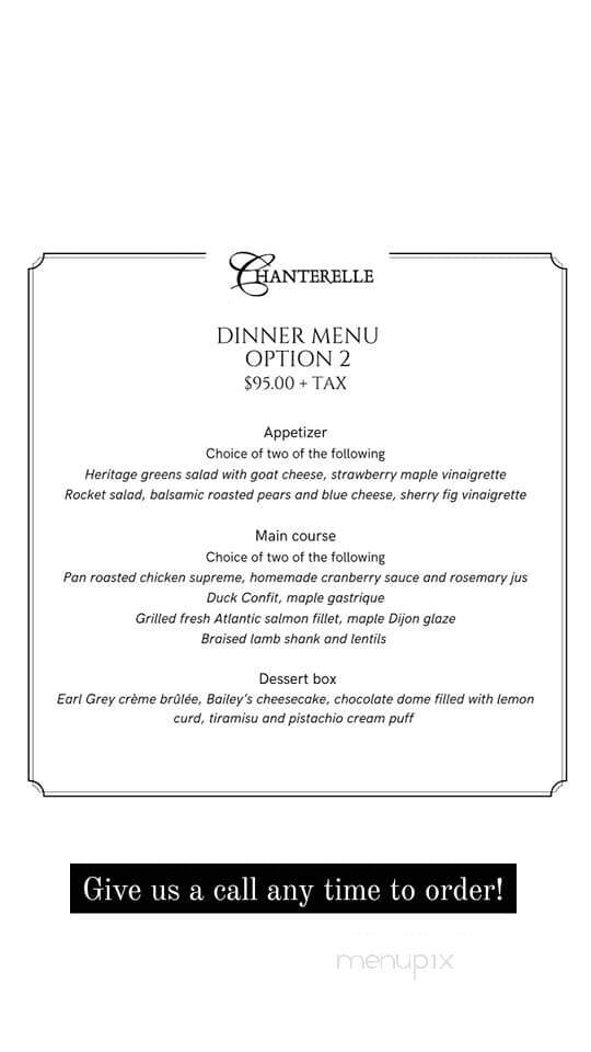 Chanterelle Bistro - Bowmanville, ON menu_pic