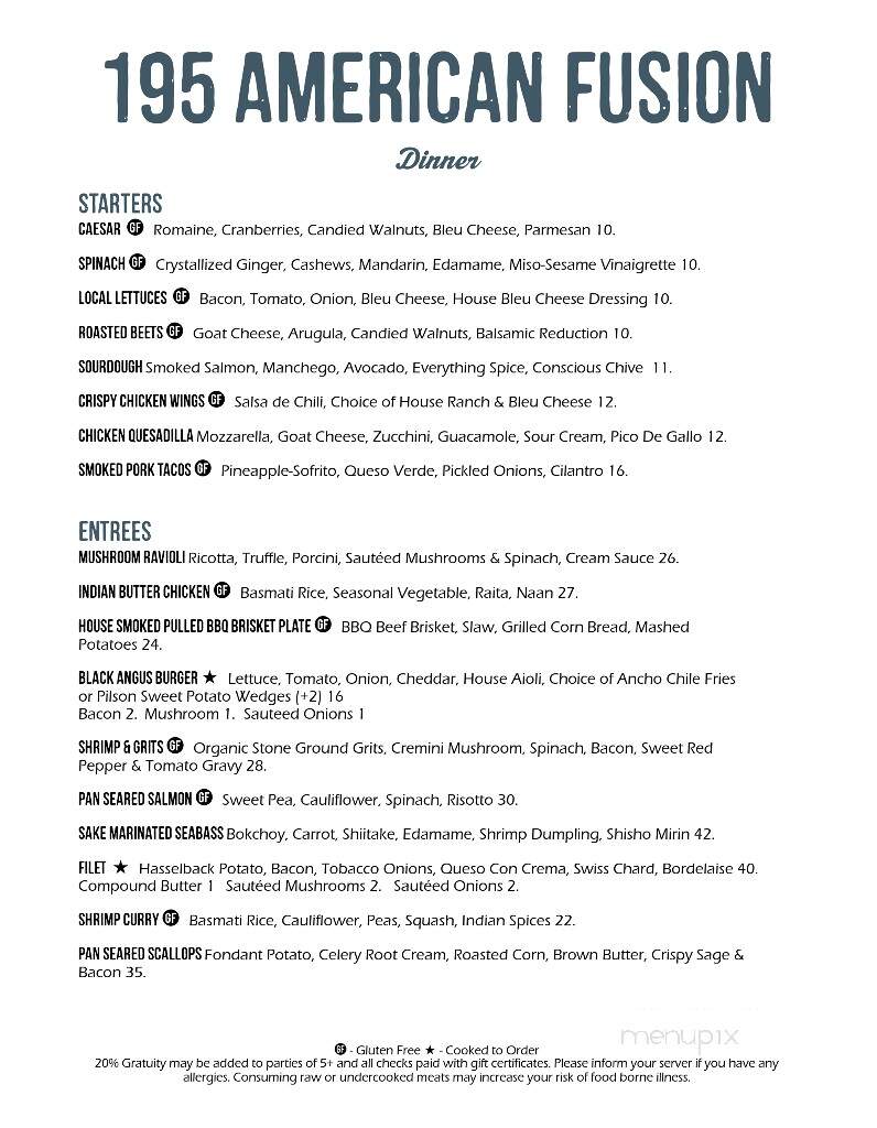 195 American Fusion Cuisine - Southern Pines, NC menu_pic